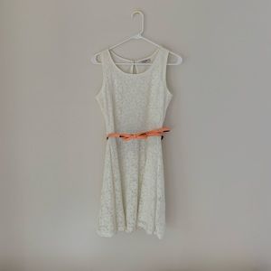 White dress with cute belt from korea!